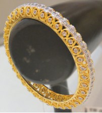 Yellow Gold with white Pearl Stoned Bangle